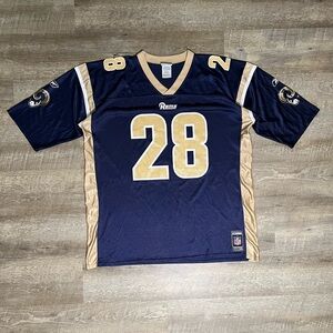 Vintage Reebok On Field Marshall Faulk 28 St. Louis Rams LA NFL Jersey S…